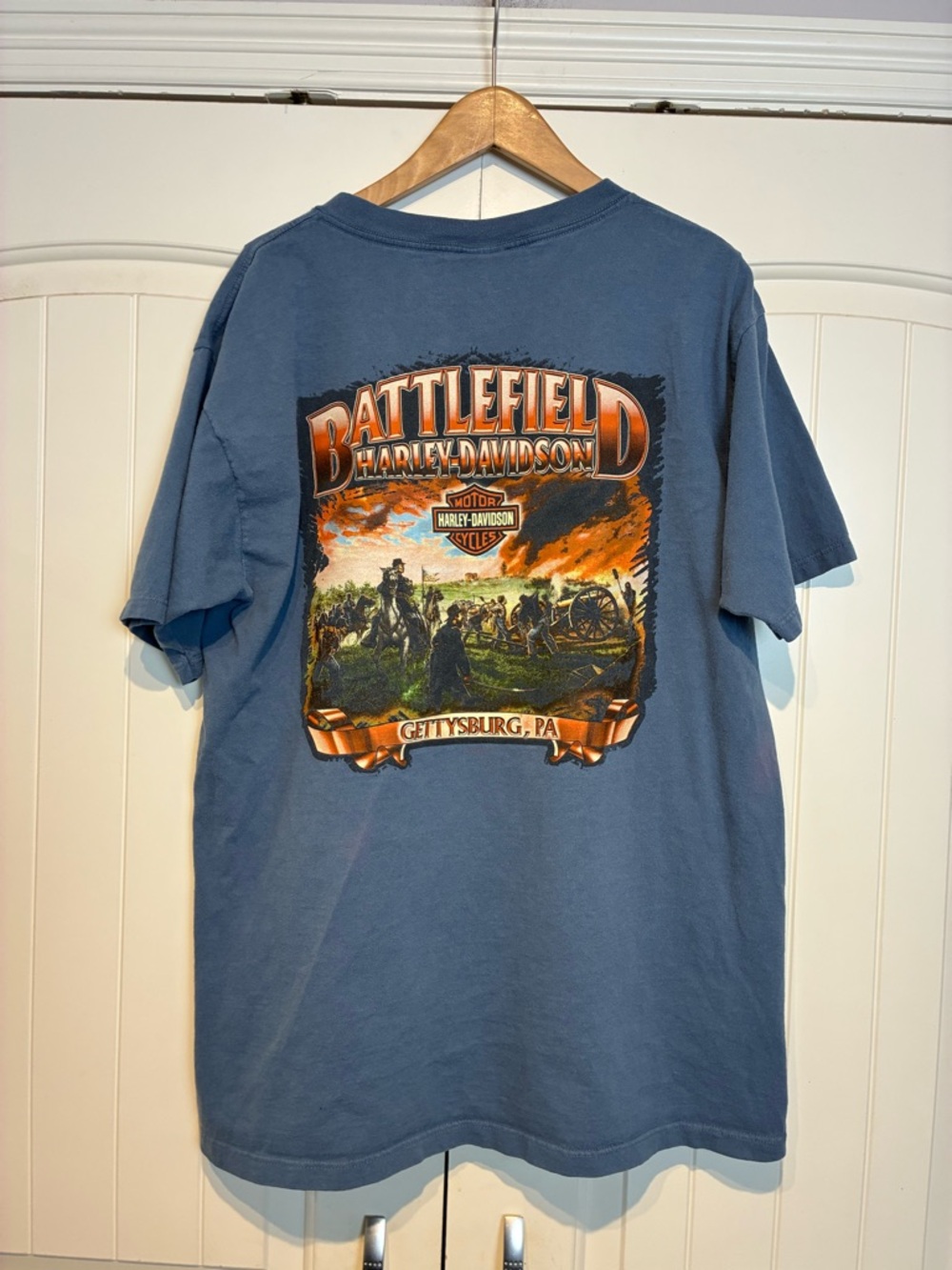 Harley-Davidson Blue Battlefield Gettysburg Graphic Tee Size XL